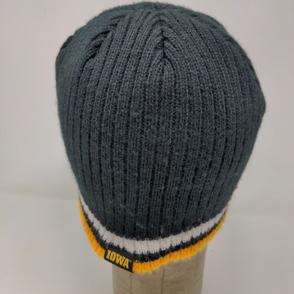 Franchise Club Iowa Hawkeyes Men's Knit Beanie Hat Black Embroidered Bird Logo - Picture 7 of 12